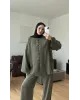 Khaki Button-Detail Set