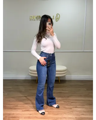 High Rise Dark Indigo Flare Jeans