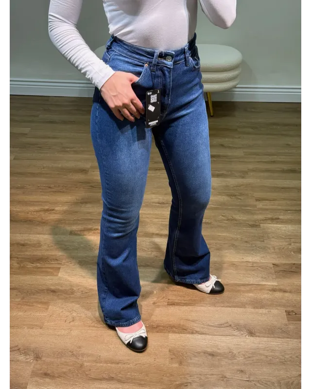 High Rise Dark Indigo Flare Jeans