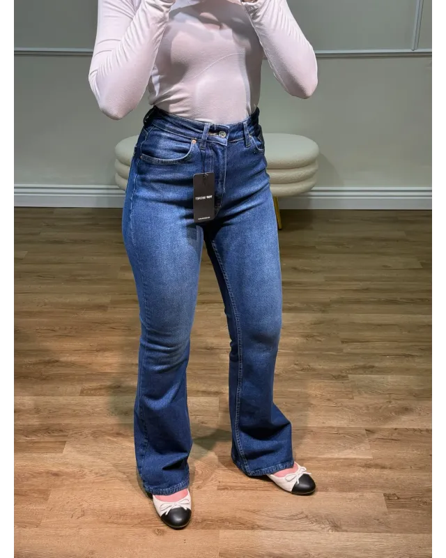 High Rise Dark Indigo Flare Jeans