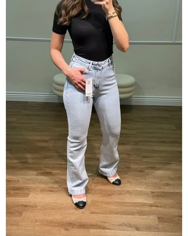 High Rise Ice Blue Flare Jeans High Rise Ice Blue Flare Jeans