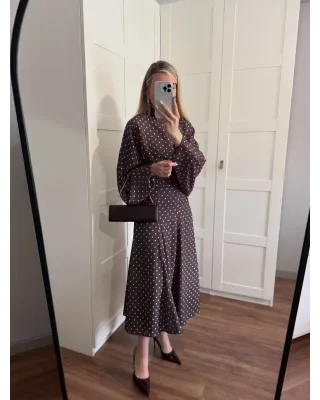 Polka Dot Bell Skirt Set – Dark Coffee