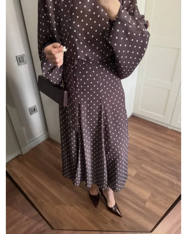 Polka Dot Bell Skirt Set – Dark Coffee