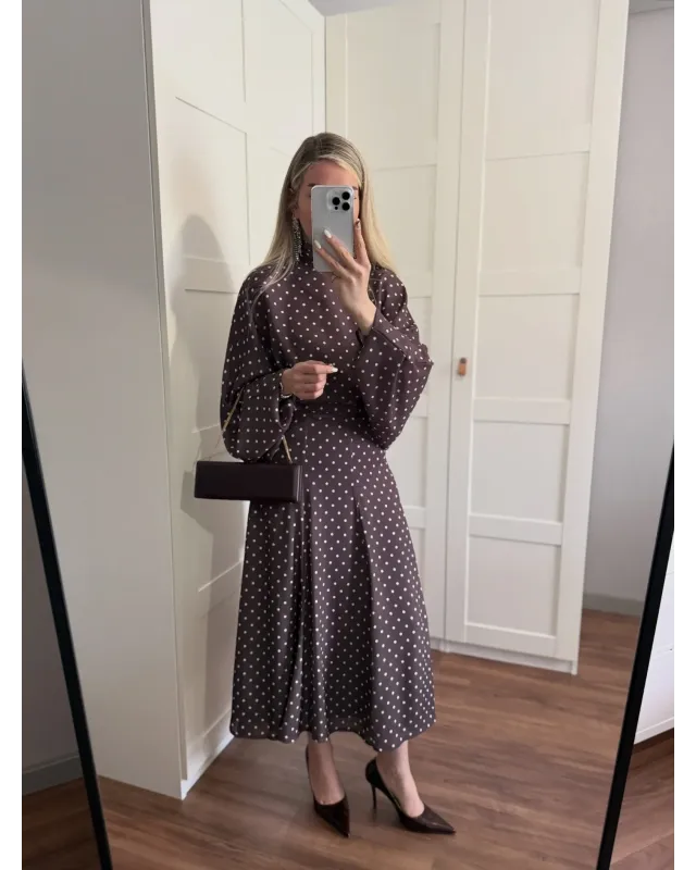 Polka Dot Bell Skirt Set – Dark Coffee