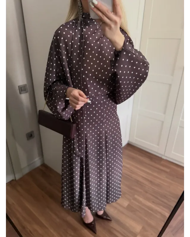 Polka Dot Bell Skirt Set – Dark Coffee