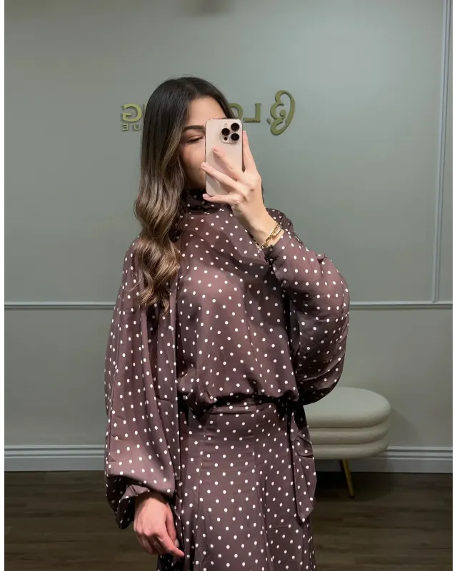 Polka Dot Bell Skirt Set – Dark Coffee