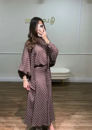 Polka Dot Bell Skirt Set – Dark Coffee