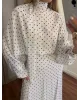 Polka Dot Bell Skirt Set – White