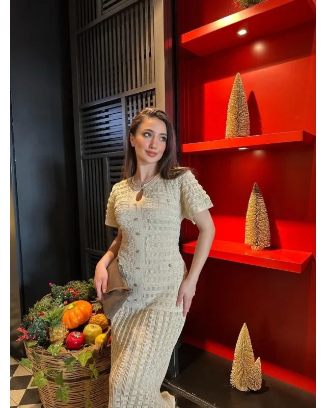 SANDRO SPARKLE DRESS – BUTTER YELLOW