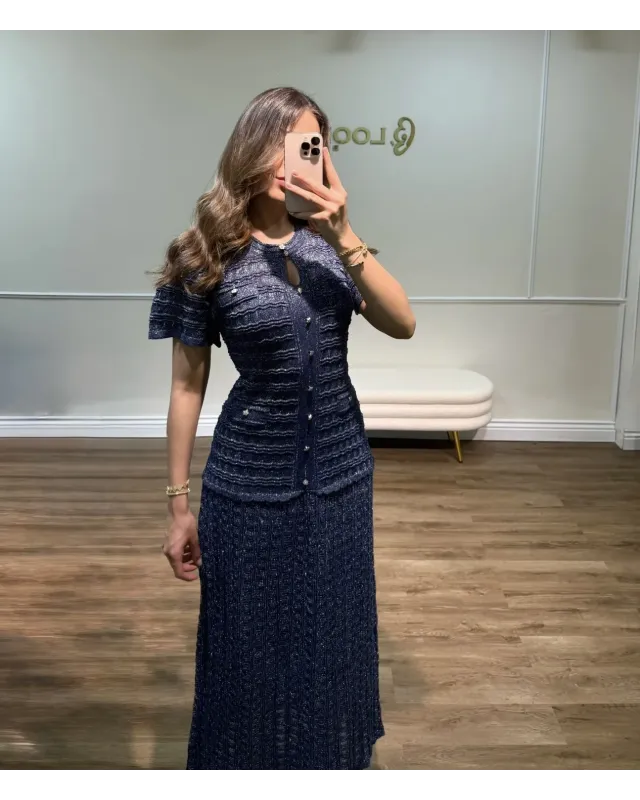 SANDRO SPARKLE DRESS – NAVY BLUE