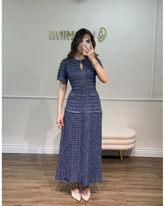 SANDRO SPARKLE DRESS – NAVY BLUE