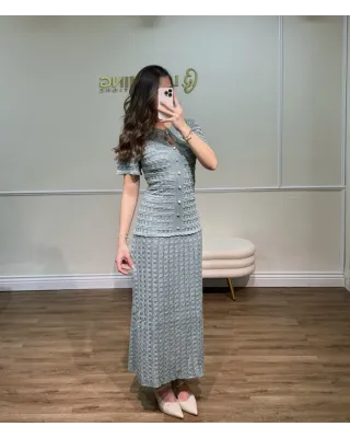 SANDRO SPARKLE DRESS – PISTACHIO