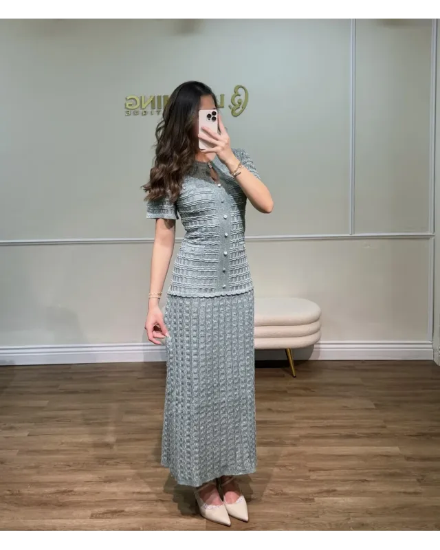 SANDRO SPARKLE DRESS – PISTACHIO