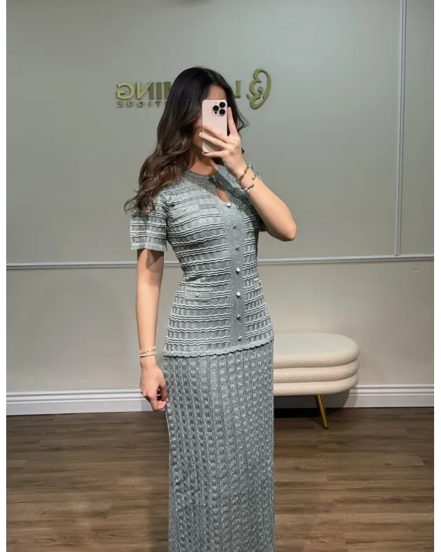 SANDRO SPARKLE DRESS – PISTACHIO