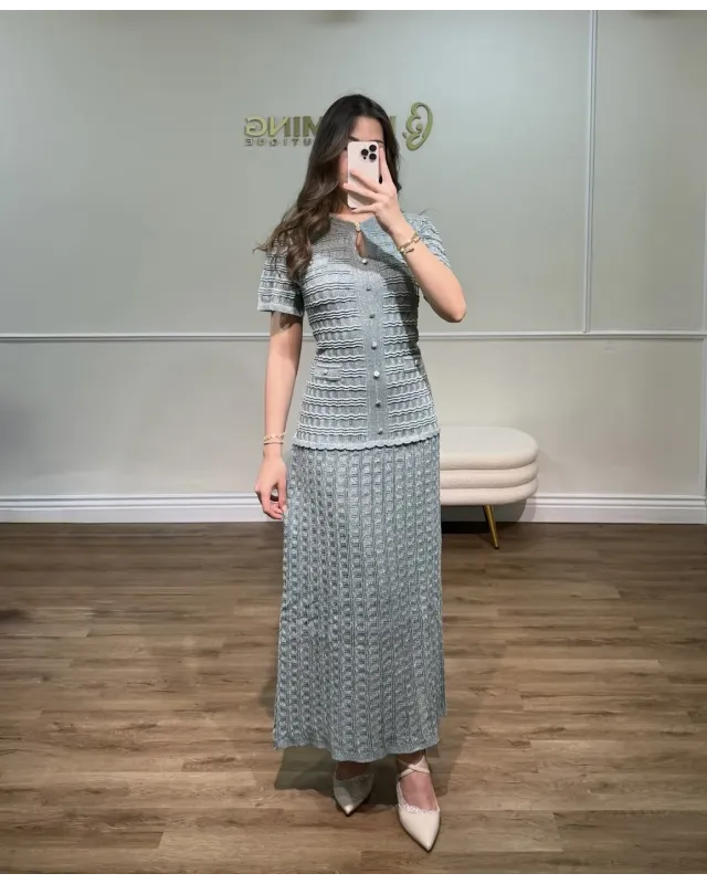 SANDRO SPARKLE DRESS – PISTACHIO