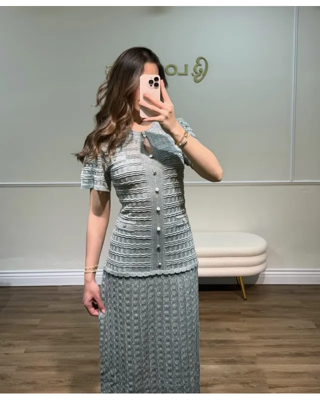 SANDRO SPARKLE DRESS – PISTACHIO