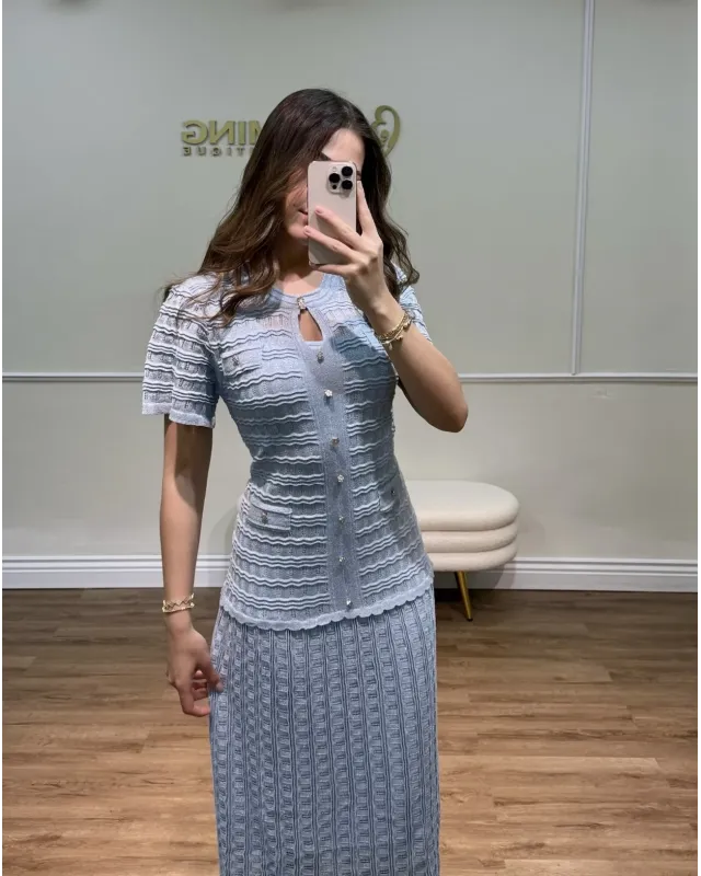 SANDRO SPARKLE DRESS – SKY BLUE