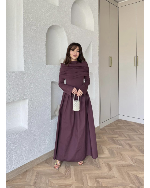 Detailed Collar Dress – Burgundy