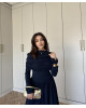 Detailed Collar Dress – Navy Blue