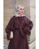 طقم تنورة شيفون مبطن - خمري