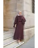 طقم تنورة شيفون مبطن - خمري