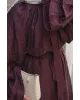 طقم تنورة شيفون مبطن - خمري