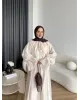 طقم تنورة شيفون مبطن - بيج فاتح
