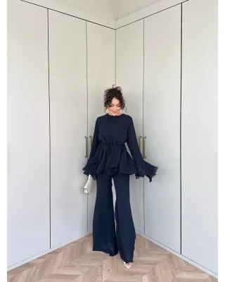 Navy Blue Layered Chiffon Set