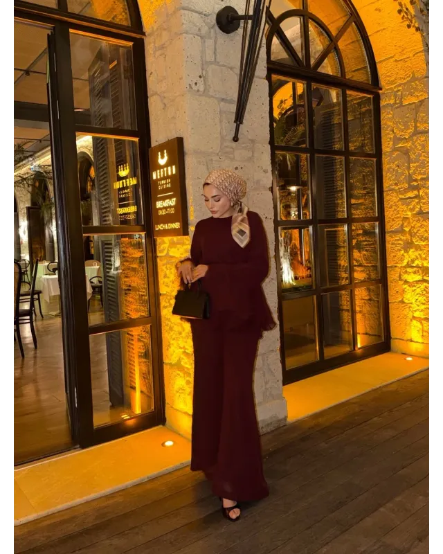 Burgundy Layered Chiffon Set