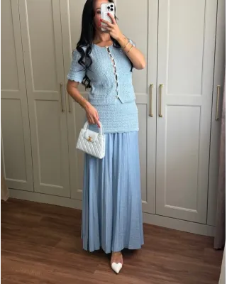ZARA-Inspired Blue Tweed Set