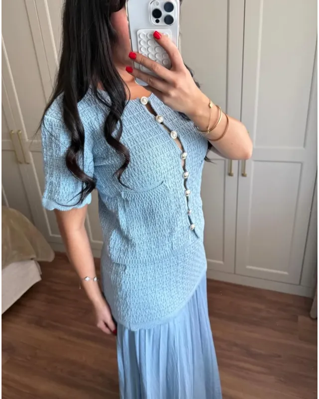 ZARA-Inspired Blue Tweed Set