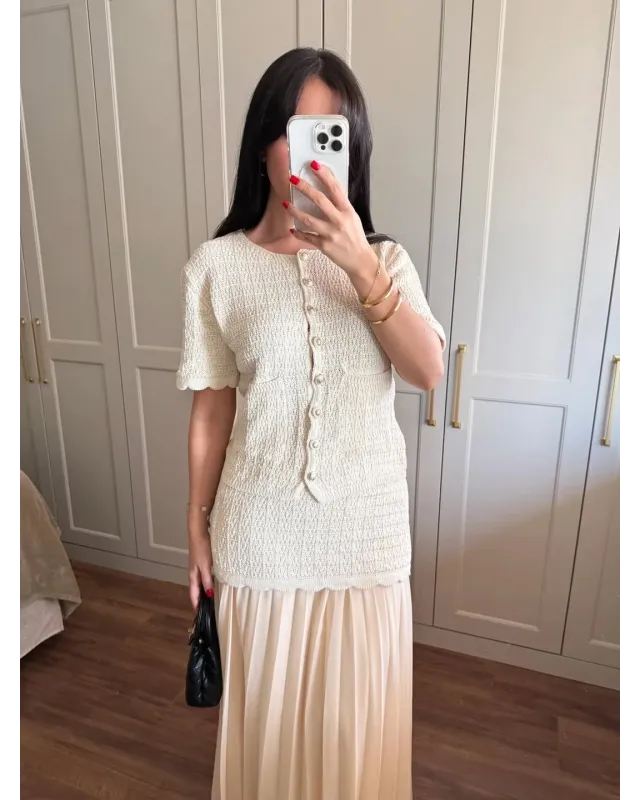ZARA-Inspired Beige Tweed Set