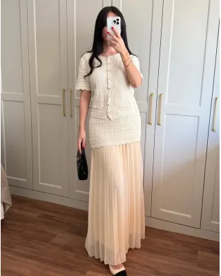 ZARA-Inspired Beige Tweed Set