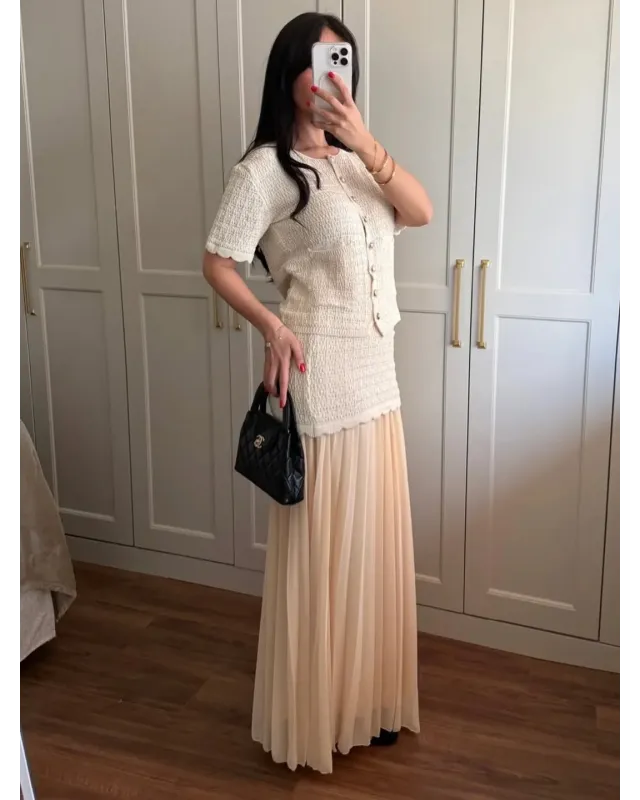 ZARA-Inspired Beige Tweed Set