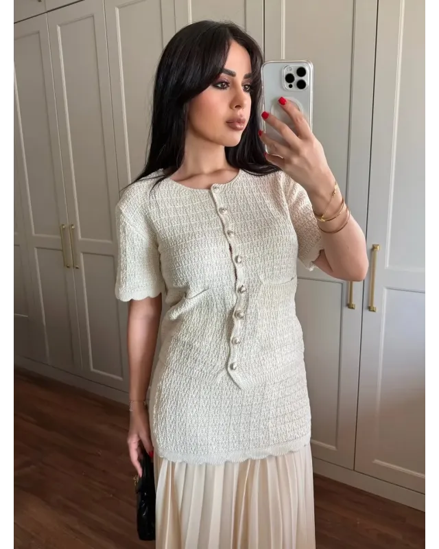 ZARA-Inspired Beige Tweed Set