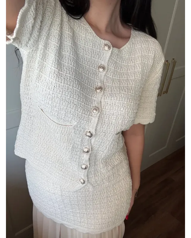 ZARA-Inspired Beige Tweed Set