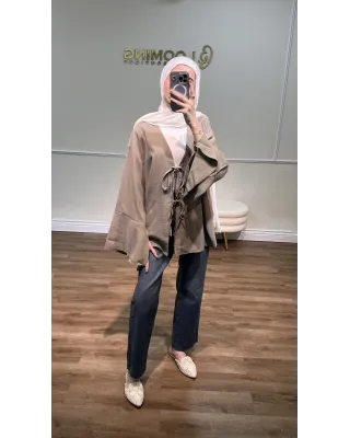 Olive Khaki Front-Tie Kimono