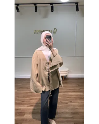 Beige Front-Tie Kimono