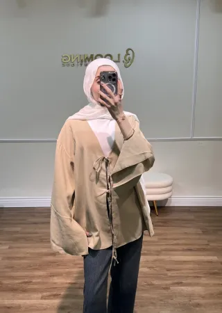 Beige Front-Tie Kimono