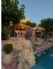 Beige  Layered Chiffon Set - بدون حزام