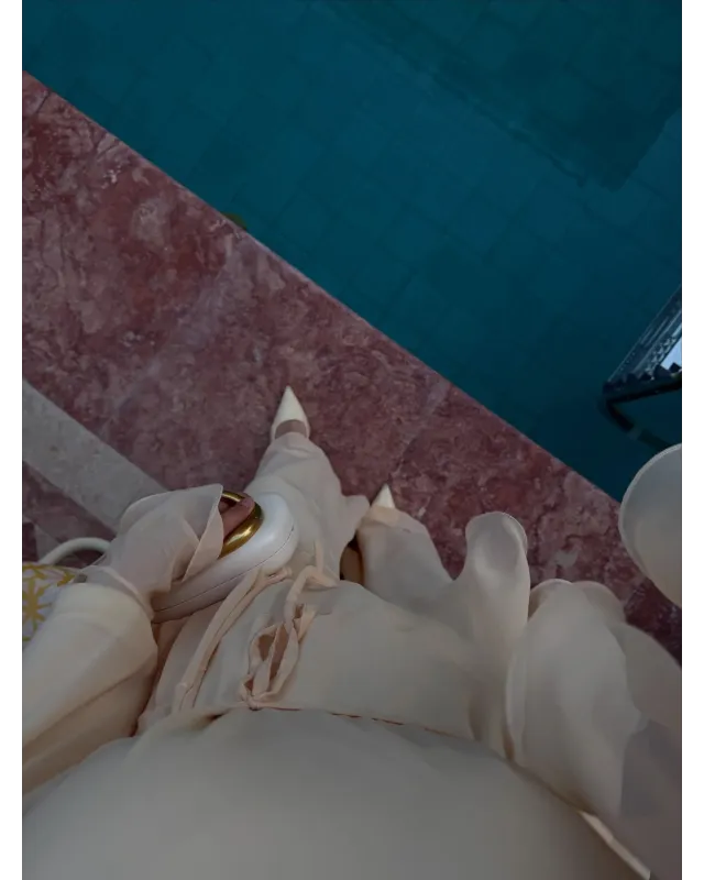 Beige  Layered Chiffon Set - بدون حزام