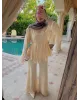 Beige  Layered Chiffon Set - بدون حزام