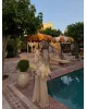 Beige  Layered Chiffon Set - بدون حزام