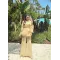 Beige  Layered Chiffon Set - بدون حزام