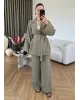 Two-Piece Set with Clip Detail - Olive Green