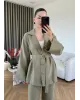 Two-Piece Set with Clip Detail - Olive Green