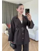 Two-Piece Set with Clip Detail - Brown