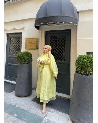 Elegant Eid Statement Skirt Set – Yellow