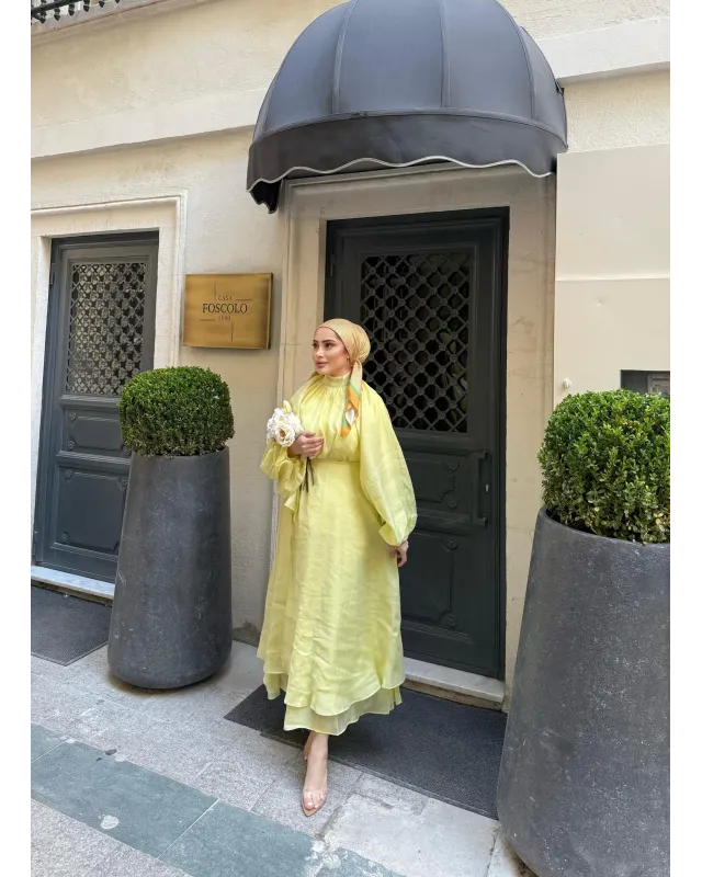 Elegant Eid Statement Skirt Set – Yellow