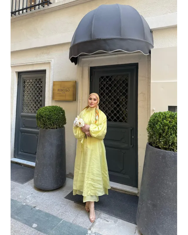Elegant Eid Statement Skirt Set – Yellow